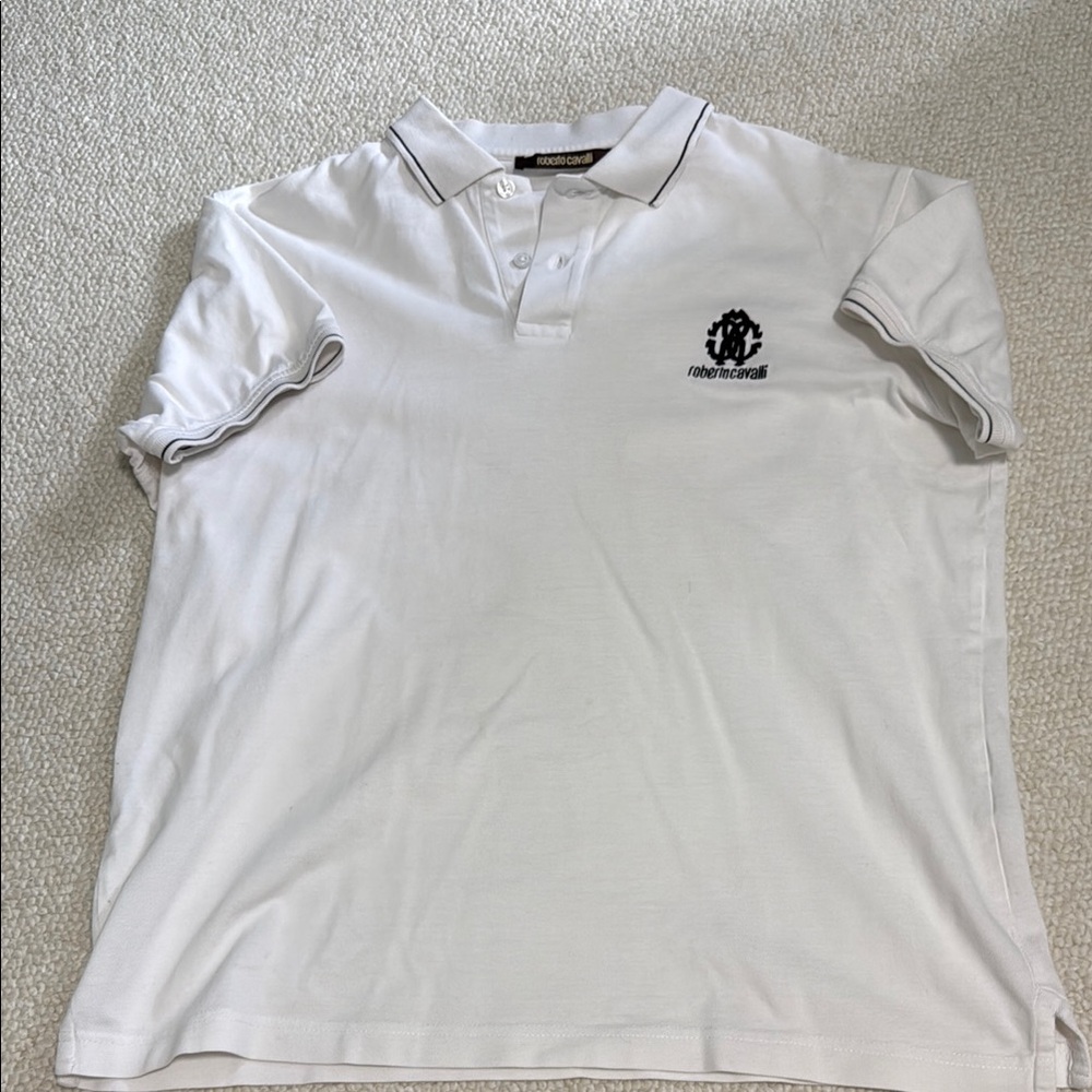 Roberto Cavalli White Polo Shirt Classic Design